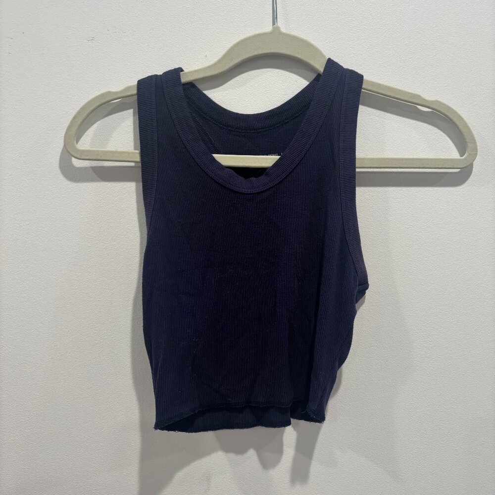 Navy, razor back tank top